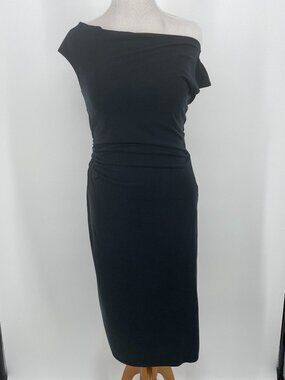 A New Day Black One-Shoulder Asymmetric Slit Dress Size M